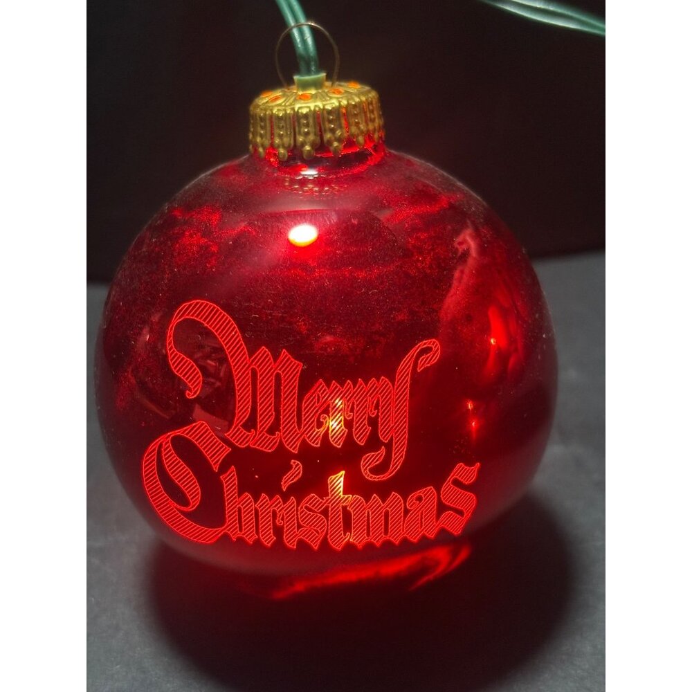 LuminEtch VTG 1993 Merry Christmas Ornament Red Glass 766/10000 Holiday